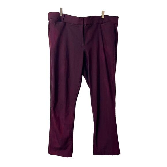 Lane Bryant Women’s Pants The Allie Ankle Slim Fit Burgundy Mid Rise Sz 24R Plus - Picture 4 of 11